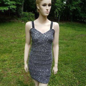 Womens 2 18 Jrs Elisa B Silver Mesh Cocktail Tube Party Dress NEW NWT